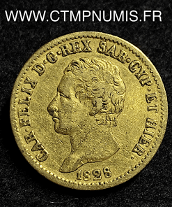 ,ITALIE,20,LIRE,OR,CHARLES,FELIX,1828,TURIN,