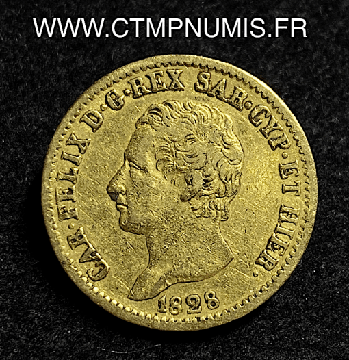 ,ITALIE,20,LIRE,OR,CHARLES,FELIX,1828,TURIN,