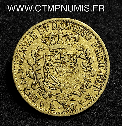 ,MONNAIE,ITALIE,SARDAIGNE,20,LIRE,OR,CHARLES,FELIX,1828,TURIN,