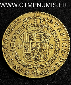 ,MONNAIE,ESPAGNE,4,ESCUDOS,OR,CHARLES,IIII,1792,MADRID,