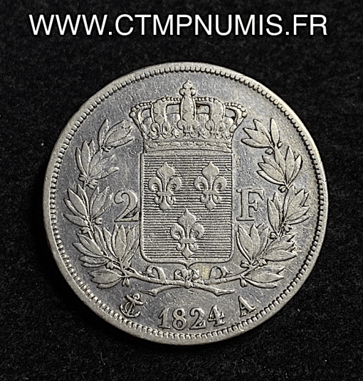 ,ROYALE,2,FRANCS,ARGENT,LOUIS,XVIII,1824,PARIS,