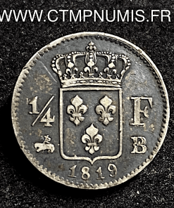 ,1/4,FRANC,ARGENT,LOUIS,XVIII,1819,B,ROUEN,