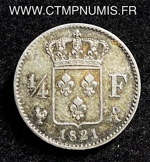 ,ROYALE,1/4,FRANC,ARGENT,LOUIS,XVIII,1821,PARIS,