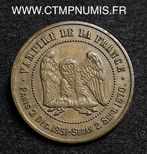 ,MONNAIE,SATIRIQUE,NAPOLEON,III,MODULE,10,CENTIMES,CHOUETTE,1870,