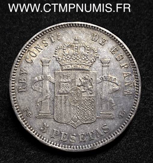 ,ESPAGNE,5,PESETAS,ARGENT,ALPHONSE,XIII,1893,