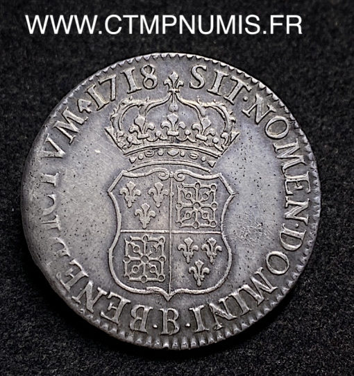 ,MONNAIE,ROYALE,LOUIS,XV,ECU,ARGENT,FRANCE,NAVARRE,1719,B,ROUEN,