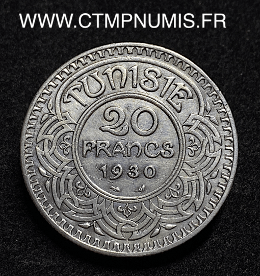 ,TUNISIE,20,FRANCS,ARGENT,1930,TORCHE,