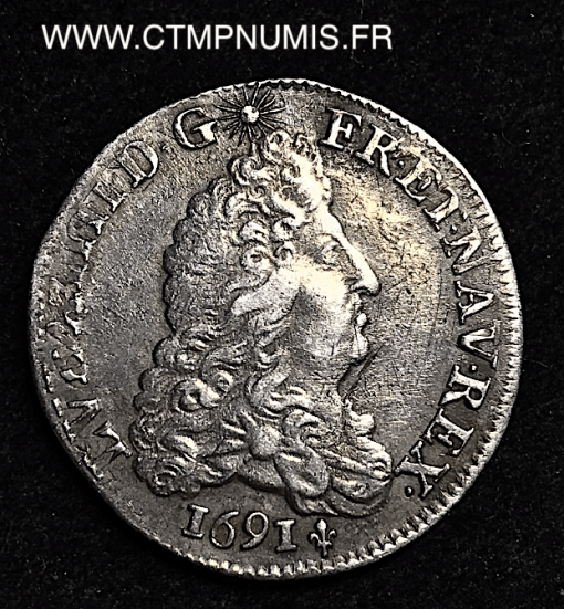 ,LOUIS,XIV,1/4,ECU,ARGENT,1691,M,TOULOUSE,