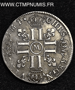 ,LOUIS,XIV,1/4,ECU,ARGENT,1691,M,TOULOUSE,