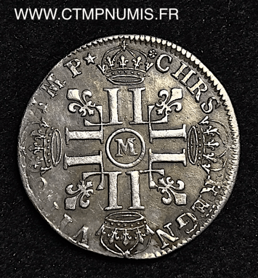 ,LOUIS,XIV,1/4,ECU,ARGENT,1691,M,TOULOUSE,