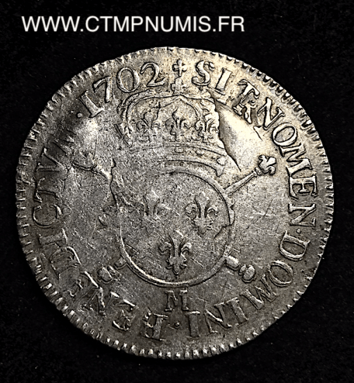 ,LOUIS,XIV,1/4,ECU,AUX,INSIGNES,1702,TOULOUSE,