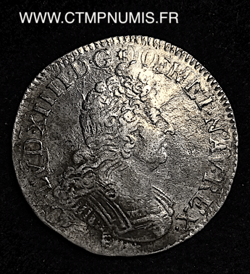 ,MONNAIE,ROYALE,LOUIS,XIV,1/4,ECU,ARGENT,AUX,INSIGNES,1702,M,TOULOUSE,