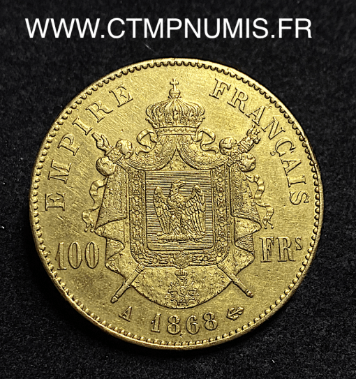 ,EMPIRE,100,FRANCS,OR,NAPOLEON,III,1868,PARIS,