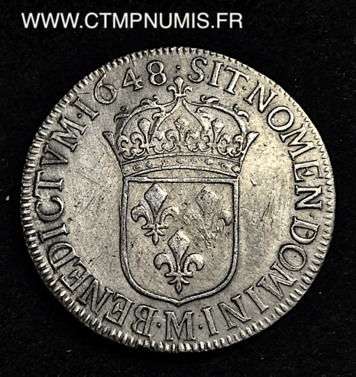 ,LOUIS,XIV,1/2,ECU,ARGENT,1648,M,TOULOUSE,