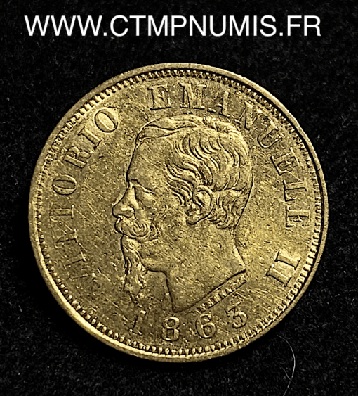 ,MONNAIE,ITALIE,10,LIRE,OR,VICTOR,EMMANUEL,II,1863,T,TURIN,