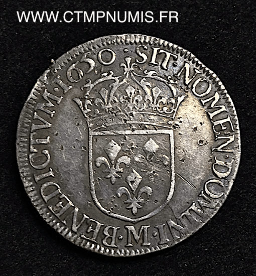 ,LOUIS,XIV,1/2,ECU,ARGENT,1650,M,TOULOUSE,