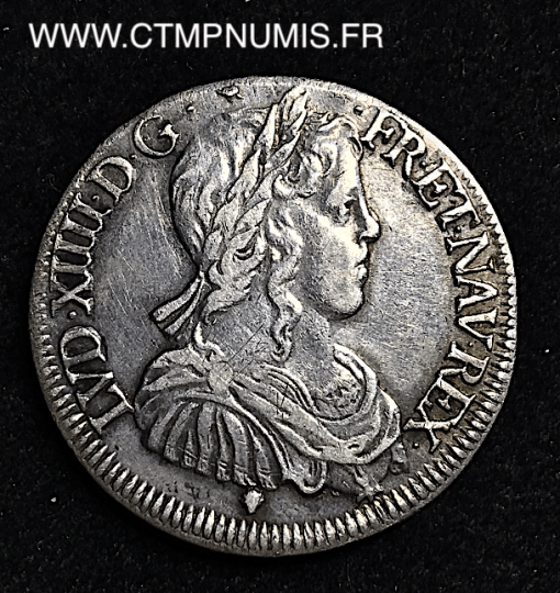 ,LOUIS,XIV,1/2,ECU,ARGENT,1650,M,TOULOUSE,