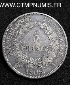 ,5,FRANCS,ARGENT,NAPOLEON,I°,1808,PARIS,