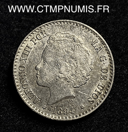 ,50,CENTIMOS,ARGENT,ALPHONSE,XIII,1894,