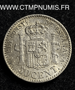 ,50,CENTIMOS,ARGENT,ALPHONSE,XIII,1894,