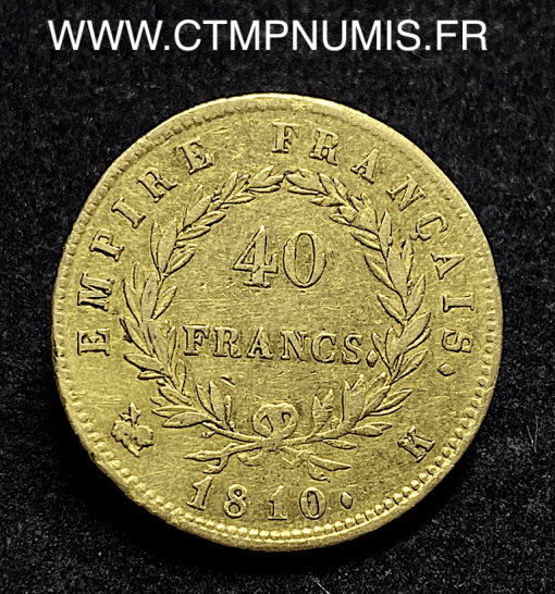 ,40,FRANCS,NAPOLEON,OR,1810,BORDEAUX,