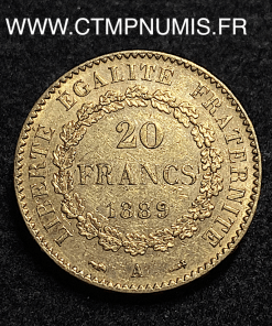 ,20,FRANCS,OR,GENIE,III°,REPUBLIQUE,1889,PARIS,