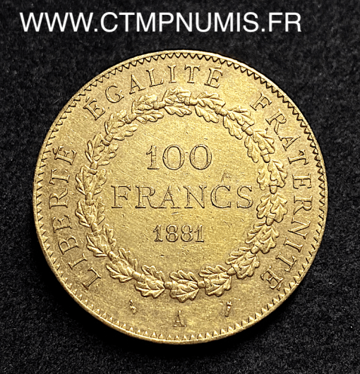 ,REPUBLIQUE,100,FRANCS,OR,GENIE,1881,A,PARIS,