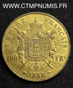 ,100,FRANCS,OR,NAPOLEON,III,1858,STRASBOURG,