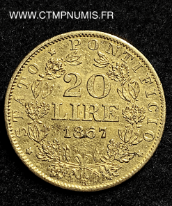 ,ITALIE,VATICAN,20,LIRE,OR,PIE,IX,1867,XXII,ROME,