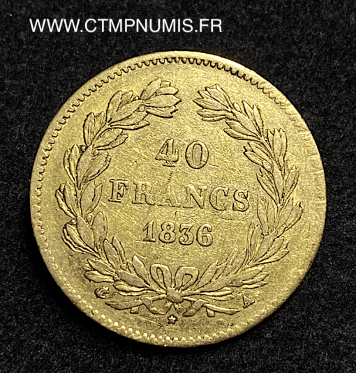 ,40,FRANCS,OR,LOUIS,PHILIPPE,I°,1836,A,PARIS,