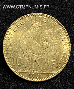 ,MONNAIE,10,FRANCS,OR,COQ,1901,SUP,