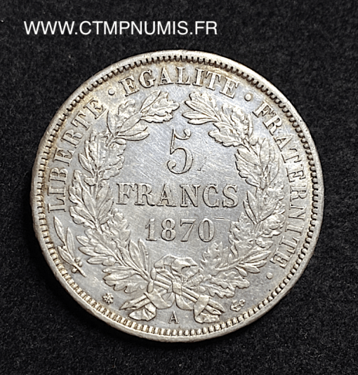,5,FRANCS,ARGENT,CERES,1870,A,PARIS,