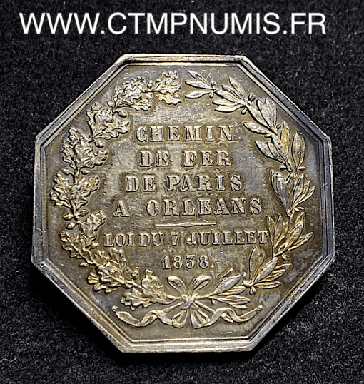 ,JETON,ARGENT,CHEMIN,FER,PARIS,ORLEANS,1838,