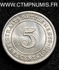 ,MALAISIE,5,CENTS,ARGENT,1918,