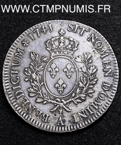 ,LOUIS,XV,ECU,ARGENT,AU,BANDEAU,1741,A,PARIS,