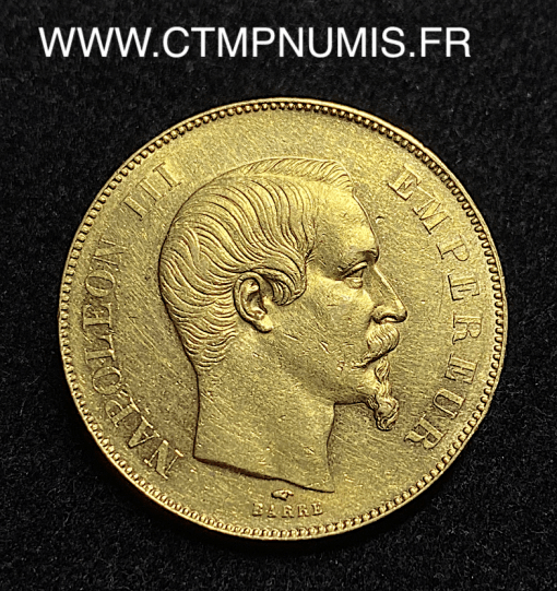 ,50,FRANCS,OR,NAPOLEON,III,TETE,NUE,1857,PARIS,
