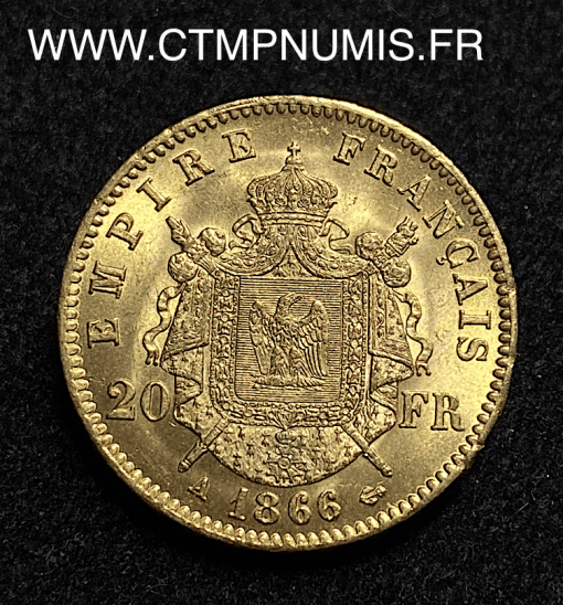,EMPIRE,20,FRANCS,NAPOLEON,III,1866,PARIS,
