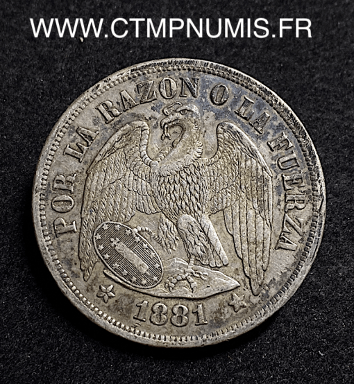 ,MONNAIE,CHILI,1,PESO,ARGENT,1881,SANTIAGO,