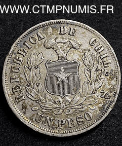 ,MONNAIE,CHILI,1,PESO,ARGENT,1881,SANTIAGO,