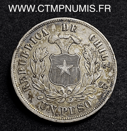 ,MONNAIE,CHILI,1,PESO,ARGENT,1881,SANTIAGO,