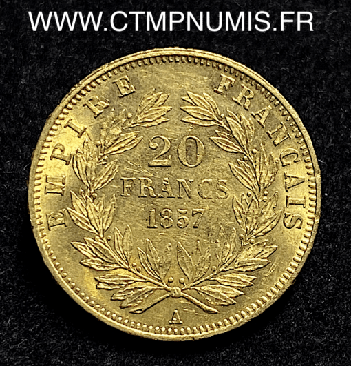 ,EMPIRE,20,FRANCS,OR,NAPOLEON,III,1857,PARIS,