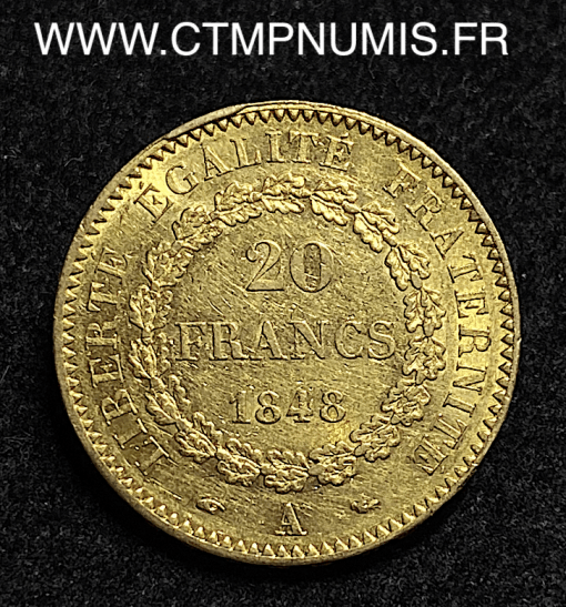 ,REPUBLIQUE,20,FRANCS,OR,GENIE,1848,PARIS,