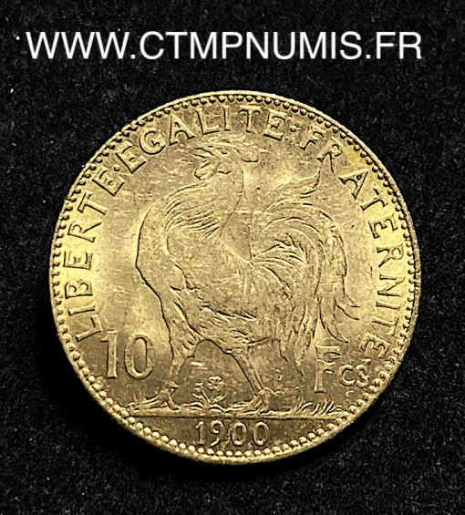 ,MONNAIE,10,FRANCS,OR,COQ,1900,