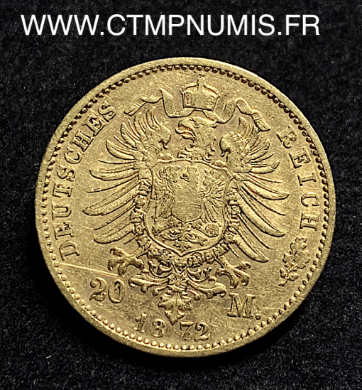 ,ALLEMAGNE,BAVIERE,20,MARK,OR,LOUIS,II,1872,