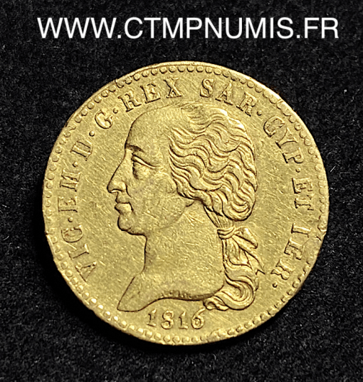 ,ITALIE,20,LIRE,OR,VICTOR,EMMANUEL,1816,TURIN,