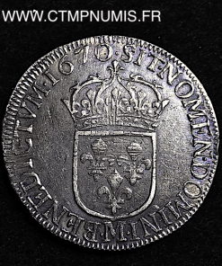 ,MONNAIE,ROYALE,LOUIS,XIV,1/2,ECU,ARGENT,BUSTE,JUVENILE,1670,M,TOULOUSE,