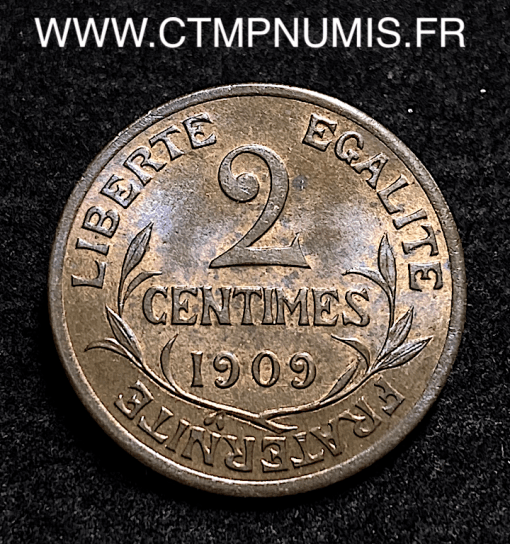 ,MONNAIE,2,CENTIMES,DANIEL,DUPUIS,1909,SUP,