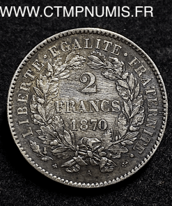,MONNAIE,2,FRANCS,ARGENT,CERES,1870,PARIS,