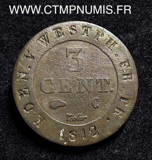 ,WESTPHALIE,ALLEMAGNE,3,CENTIMES,1812,