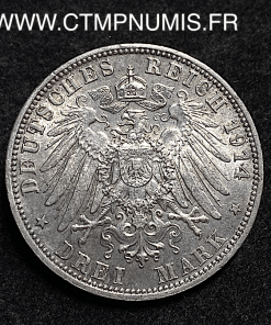 ,BAVIERE,3,MARK,ARGENT,LOUIS,III,1914,